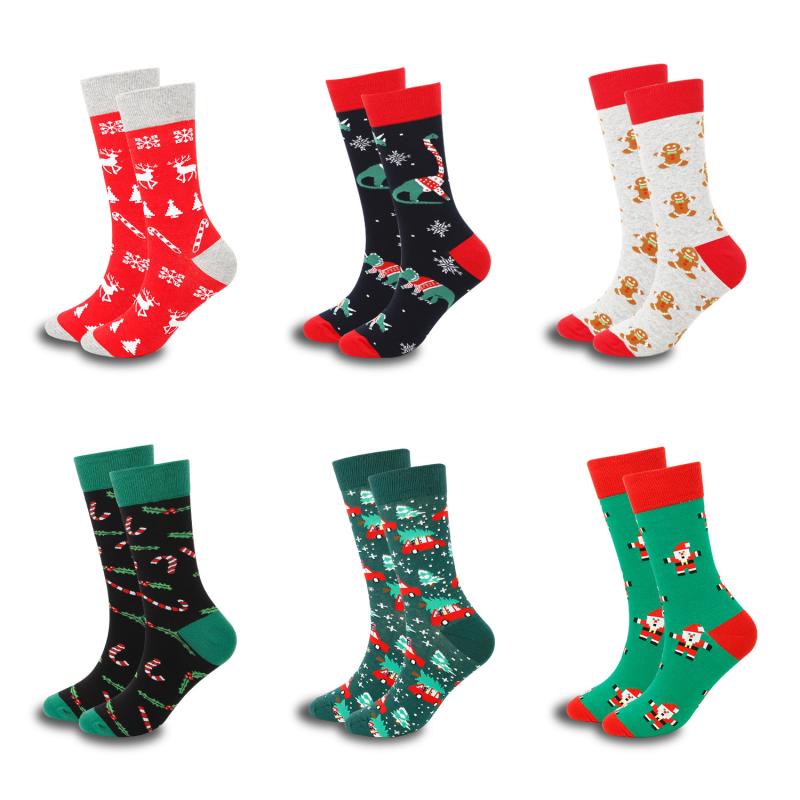 ソックス メンズ 吸汗 防臭 ミドル丈 綿混 コットン カラフル 多色 カジュアル トレンド クリスマス柄 アニメ キャラクター柄 オールシ..