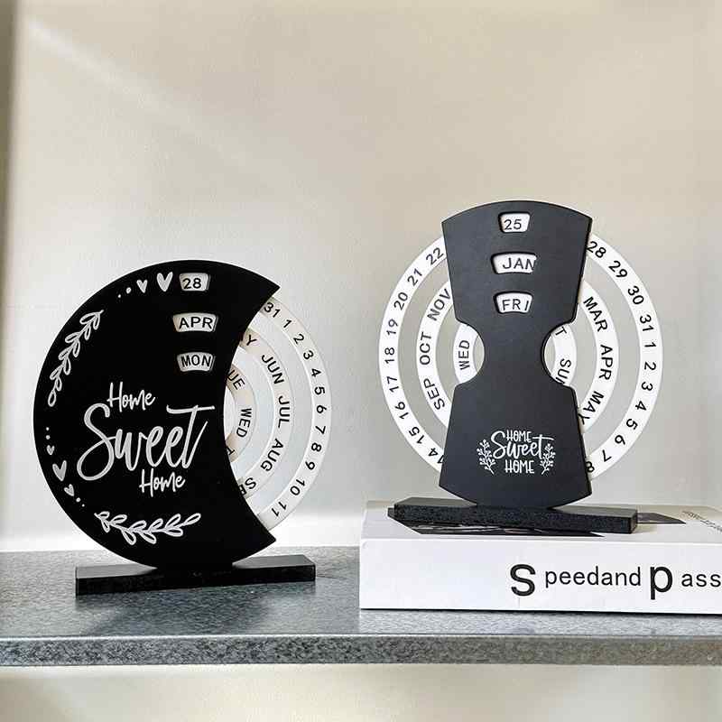 カレンダー 万年 回転式 円形 卓上 オフィス リビング デスク周り 書斎 インテリア モダン シンプル 樹脂製 ビジネス デコレーション 置物 おしゃれ お祝...