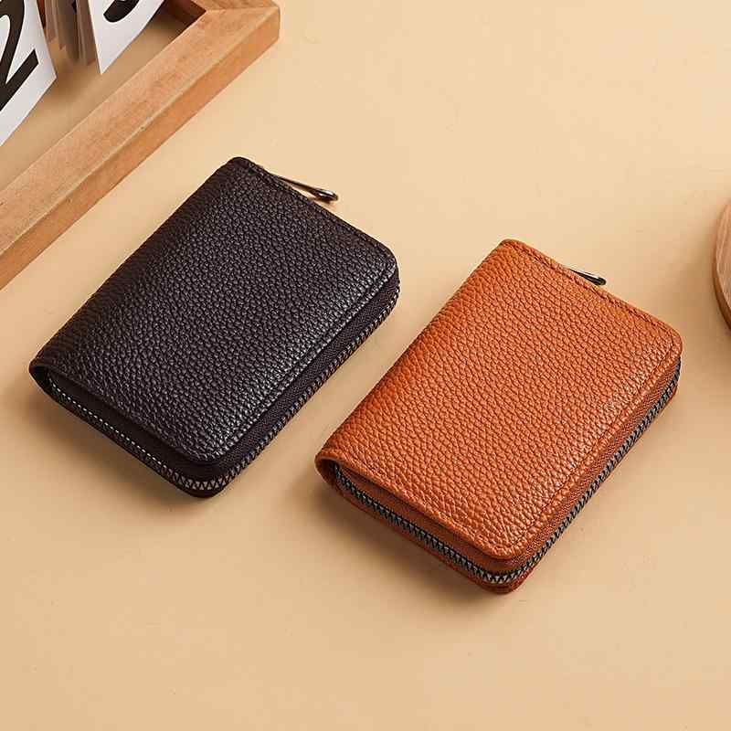 カードケース 男女兼用 アコーディオン式 ファスナー付き ライチ柄 大容量 多収納 ICカード 免許証入れ..