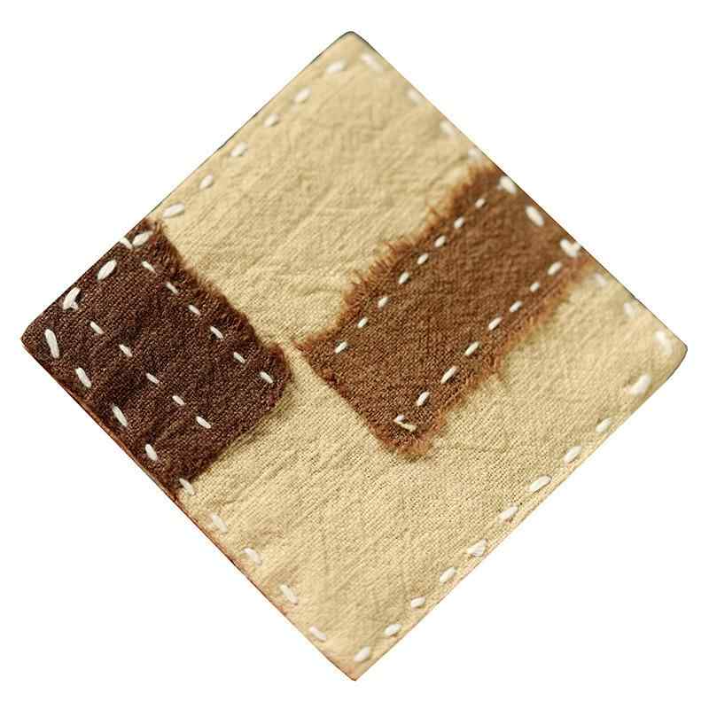 茶道小物 綿麻 コットンリネン パッチワーク 刺し子刺繍 ハンドメイド 中綿入り 二重構造 断熱 保温 茶..