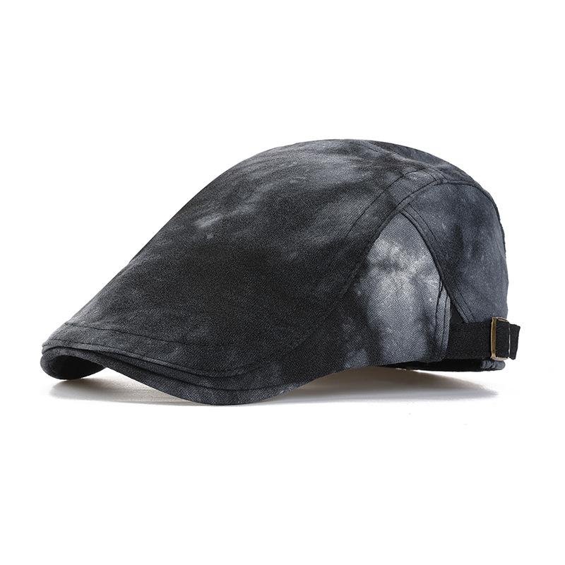 ベレー帽 メンズ 男性用 タイダイ 英国風 レトロ ヴィンテージ 秋冬 厚手 防寒 暖かい カジュアル コットン 短いつば 丸いフォルム 紫外線対策 UVカット 通気性