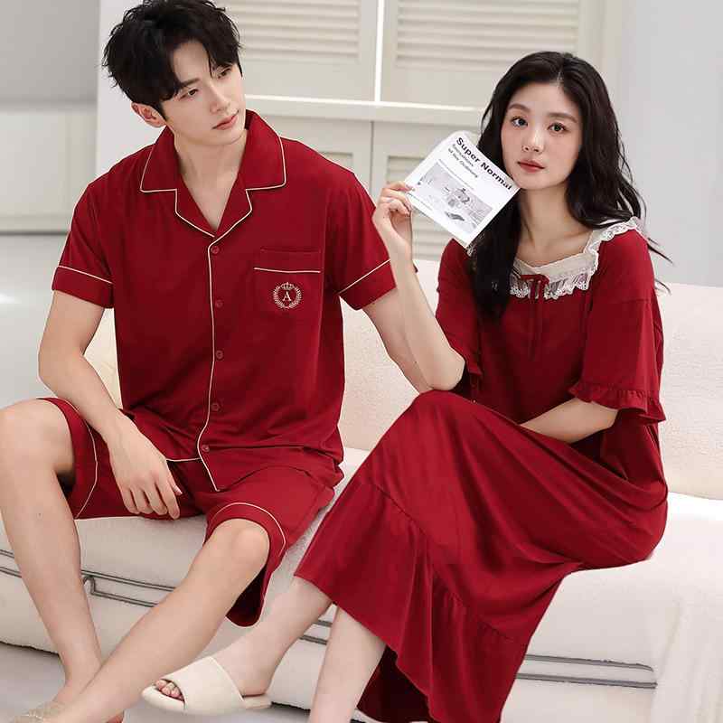 パジャマ ペア カップル メンズ レディース 春夏 接触冷感 涼しい モダール綿 薄手 通気性 半袖 結婚式..