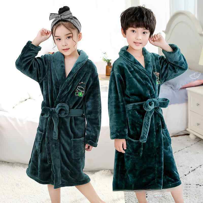 ルームローブ 男の子 綿 厚手 暖かい 冬用 サンゴフリース フランネル ふわふわ 保温 防寒 バスローブ ガウン パジャマ 寝巻き 部屋着 ベビー キッズ ジュニア 子供