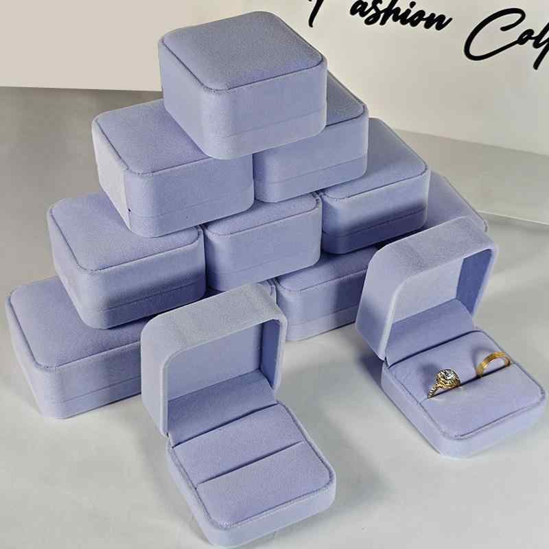 ジュエリーボックス ベロア調 丸角 ペアリングケース ピアスケース 指輪 収納ケース アクセサリー 小物入れ プレゼント ギフトボックス カップル用 かわいい ...