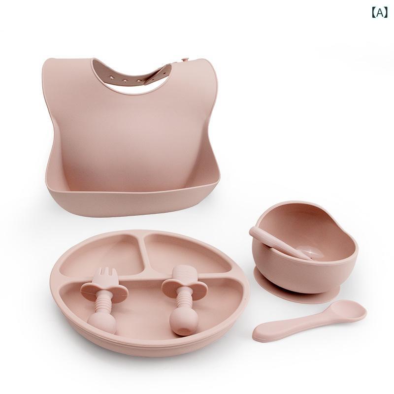 ベビー食器 離乳食 食品グレード シリコン 吸盤付き ボウル 仕切り プレート フォ...