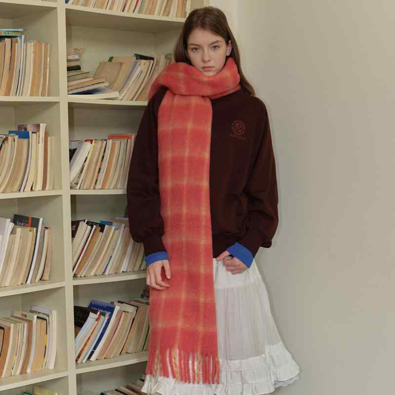 マフラー ストール レディース ウール混紡 チェック柄 大判 ソフト あったか 保温 フリンジ付き 定番 ..