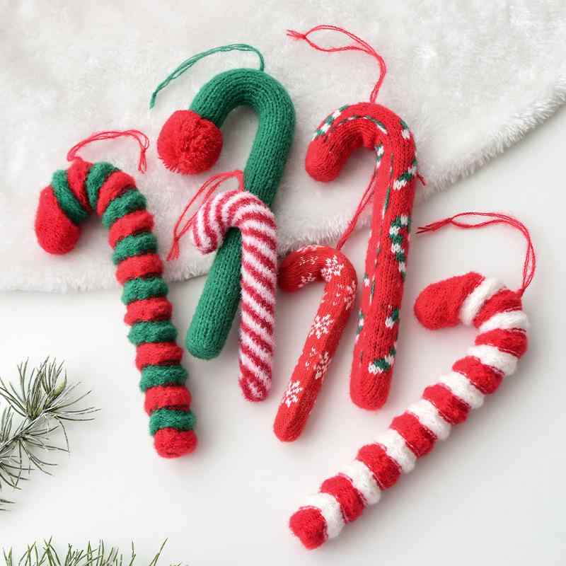 クリスマスオーナメント ニット編み 毛糸 雪の結晶 スノーフレーク ステッキ 吊り下げ飾り クリスマス..