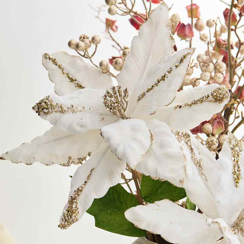 造花 大型 ボリューム感 リアルな クリスマスフラワー 白 灰緑 ピンク 赤 布製 イベントデコレーション 室内装飾 店舗ディスプレイ DIYアレンジメント 手作り花材 軽やかな高級感