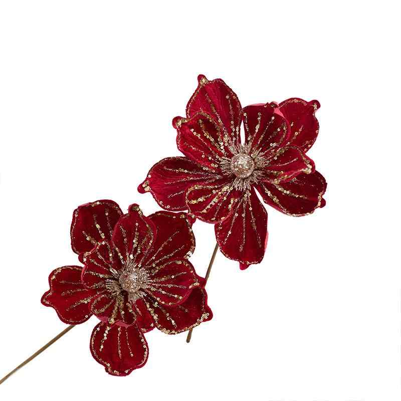 造花 クリスマス マグノリア レッド ホワイト ゴールド シャンパン 多色展開 オリエンタル 高級感のあ..