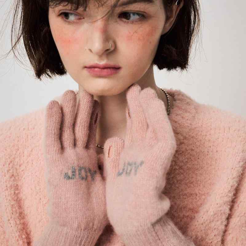 手袋 レディース 指なし オープンフィンガー グローブ ウール混紡 アルファベット ジャカード ニット ..