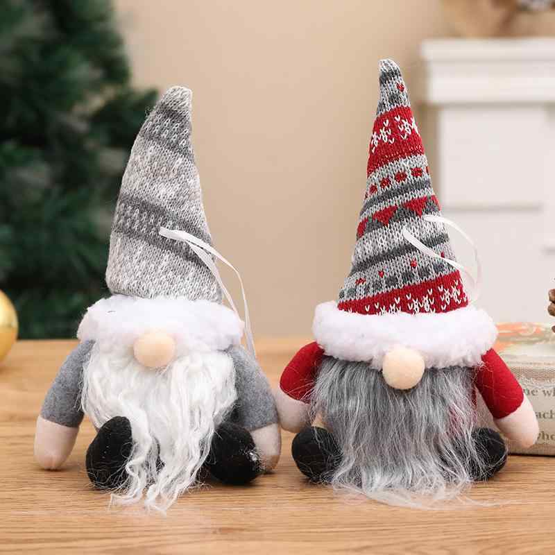 クリスマスオーナメント かわいい ルドルフ ぬいぐるみ マスコット 布製 ニット帽 サンタ帽 キャラクター ドール クリスマスツリー 吊り下げ 飾り パーティー ギフト 赤 茶色 グレー