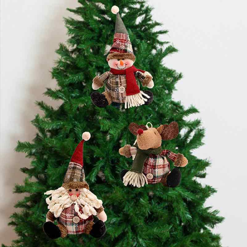 クリスマス オーナメント 顔なし 人形 ぬいぐるみ ニット帽 マスコット かわいい キャラクター 布製 麻布 サンタ 雪だるま トナカイ 吊り下げ 壁 ドア装飾