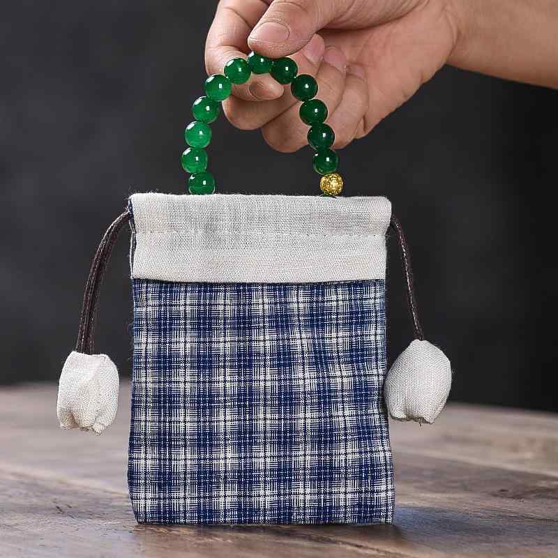 巾着袋 ジュエリー アクセサリー ブレスレット 念珠 骨董品 コレクション 収納 二重構造 ドローストリ..