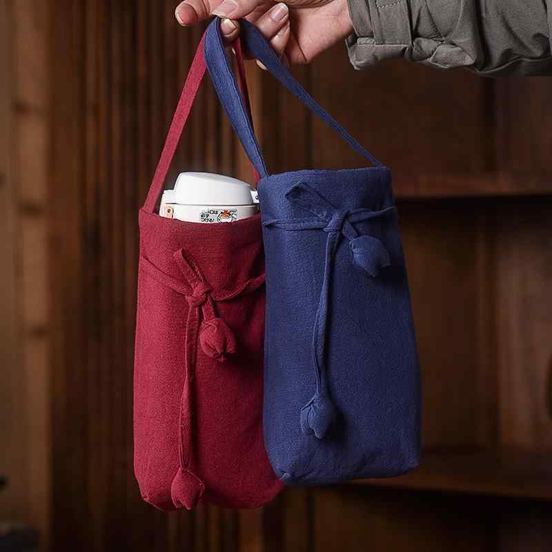 ボトルホルダー 水筒カバー 保温保冷ボトル 携帯用 手提げ 布製 軽量 お出かけ 通勤 通学 アウトドア タンブラー ドリンクホルダー ネイビー レッド 汎用(x2)