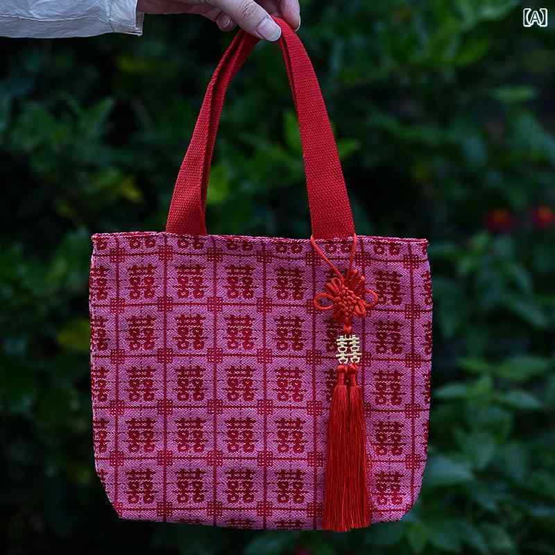 手提げバッグ 結婚式 ウェディング ブライダル 花嫁 新婦 中国風 中華風 帆布 キャンバス生地 引き出物..