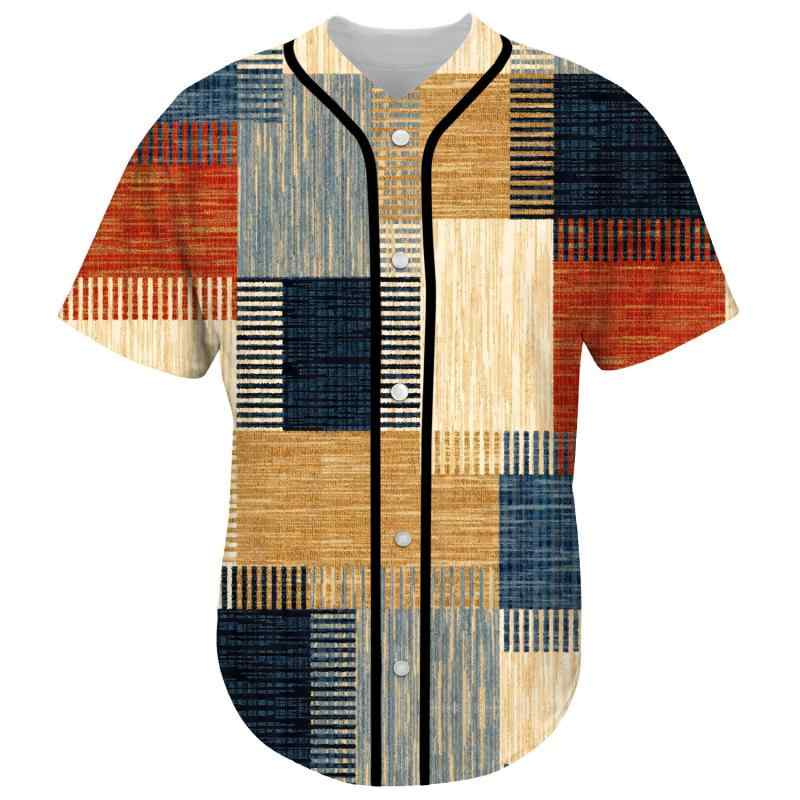 シャツ メンズ Vネック ベースボールシャツ ゆったり 長袖 3Dプリント 開襟シャツ ポリエステル 薄手 ..