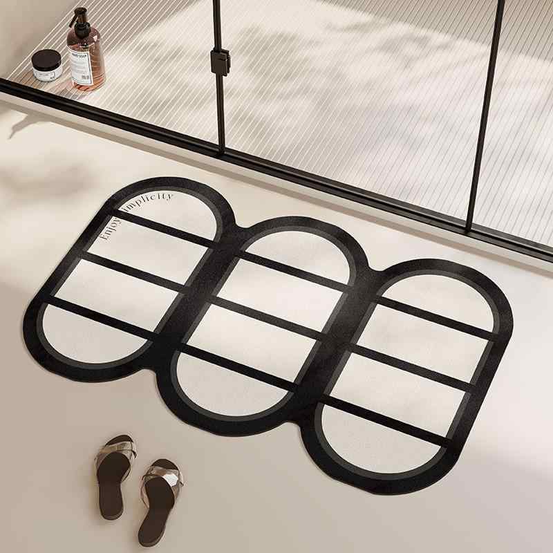 バスマット 珪藻土 ソフト 吸水 速乾 滑り止め 柔らかい 耐摩耗性 シンプル モダン 浴室 洗面所 トイレ 玄関 ドアマット フロアマット 異形 幾何学模様