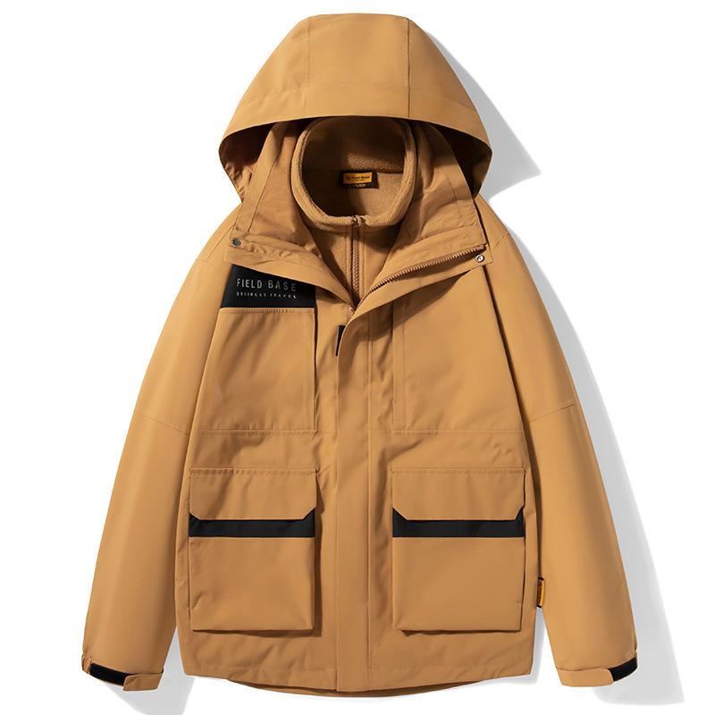 マウンテンパーカー ユニセックス 秋冬 防水 透湿 保温 防風 フード付き フルシーム加工 スリーインワ..