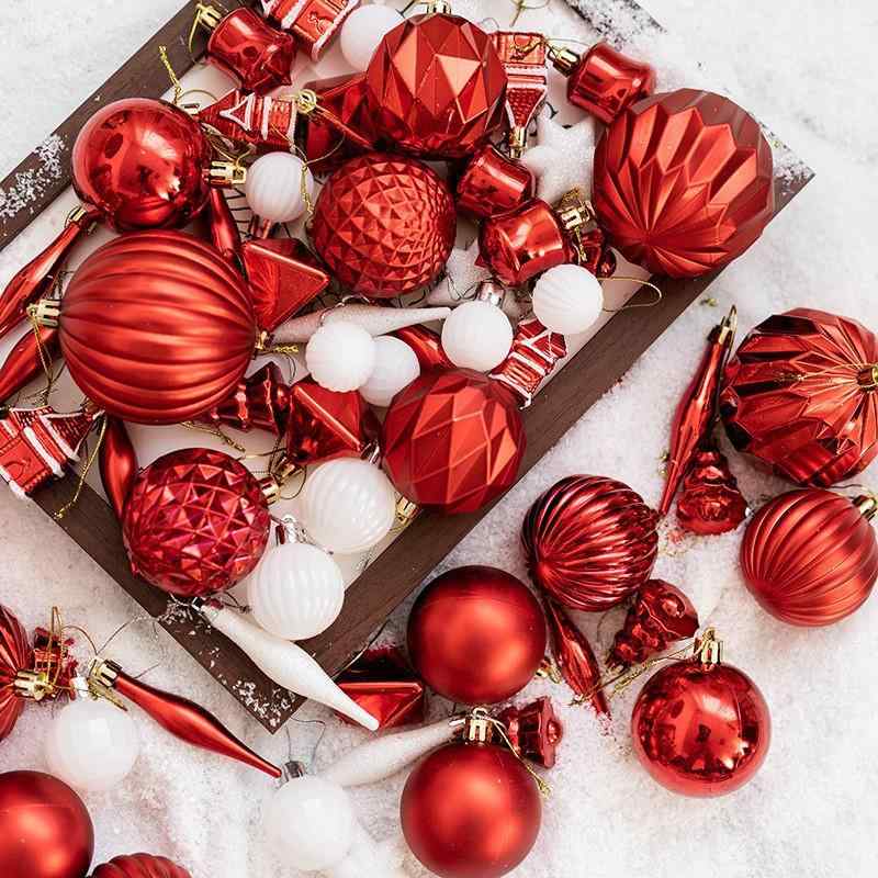 クリスマスオーナメント 手描き 豪華 電気メッキ加工 8cm プラスチック製 クリスマスボール 74個セット..