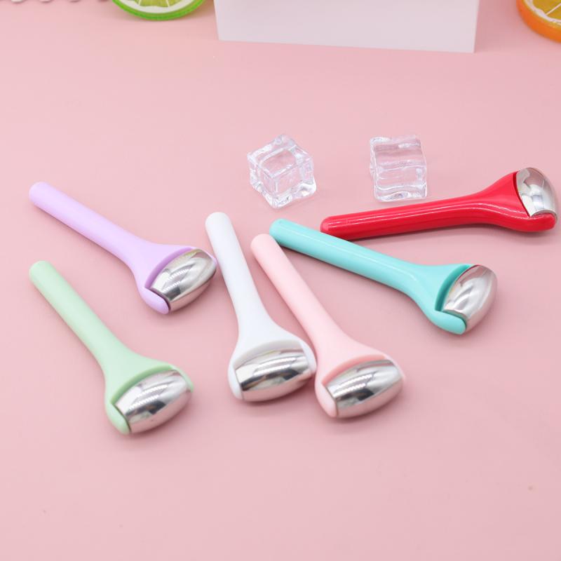 美容ローラー 目元ケア フェイスローラー 接触冷感 ステンレス製 シリコン製 クールダウン マッサージ スティック くま むくみ 解消 目元美顔器 アイマッサージャー アイクリームスティック リフレッシュ(x3)