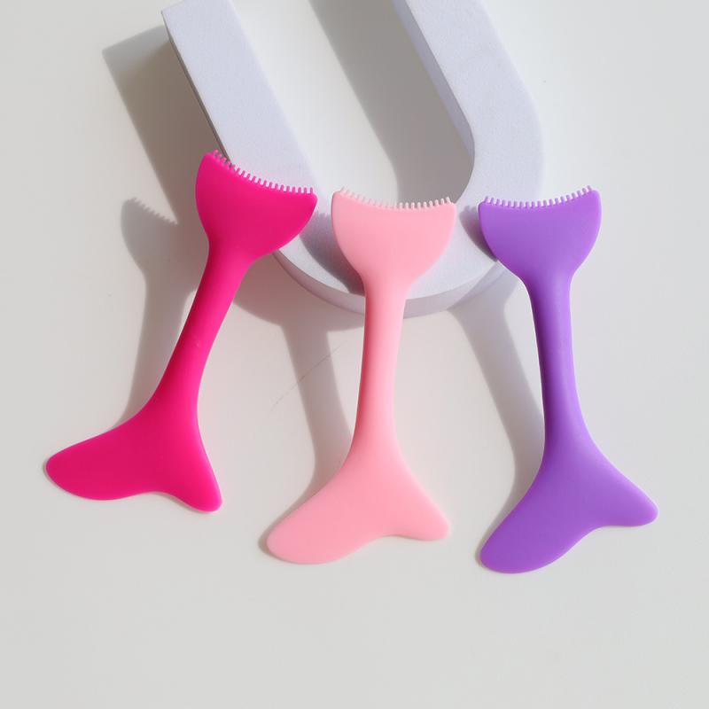 メイクアップツール 多機能 シリコン製 アイライナー マスカラ 涙袋 アシストガイド 目元メイク 時短 簡単 初心者 サポート ピンク パープル ローズレッド(x3)