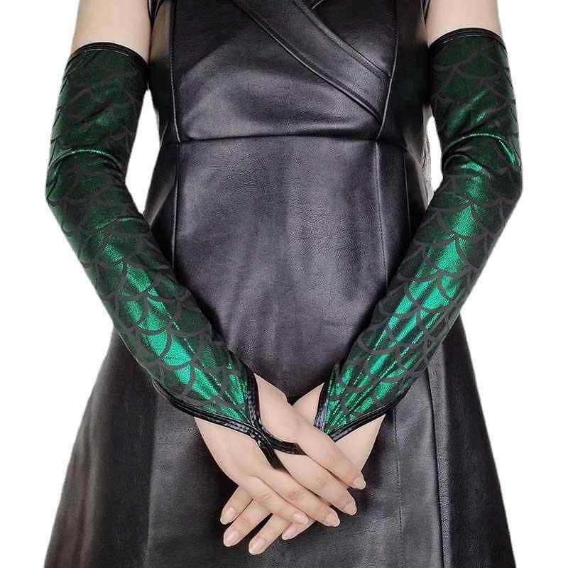 グローブ レディース フィンガーレス エナメル パテントレザー 魚鱗模様 セクシー ハロウィン コスプレ..