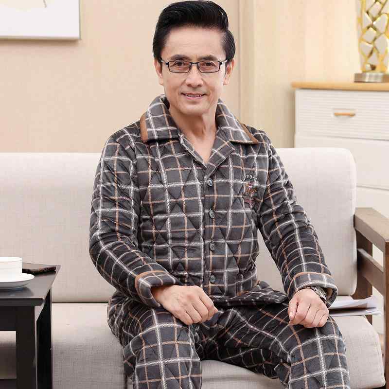 パジャマ メンズ 中高年 男性用 お父さん 冬用 保温 厚手 あったか ふんわり サンゴフリース フランネ..