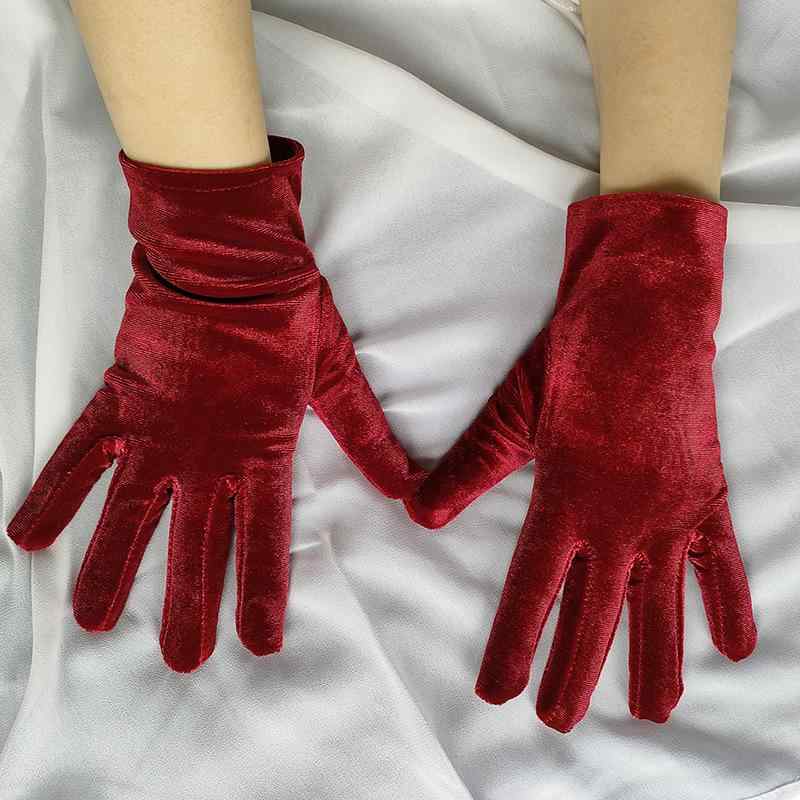 手袋 レディース 保温 防寒 ストレッチ ショート丈 ブラック レトロ クラシック フォーマル パーティー..