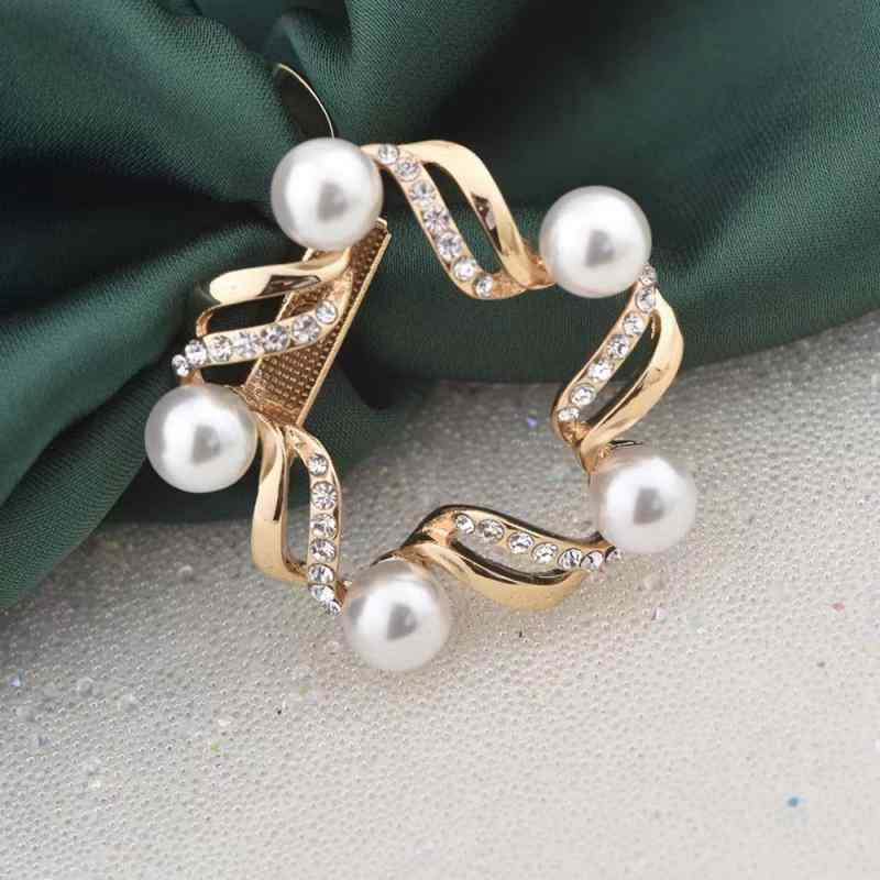 ブローチ スカーフリング レディース 女性用 2WAY 多用途 マルチウェイ 高級感 上質 パール ラインスト..