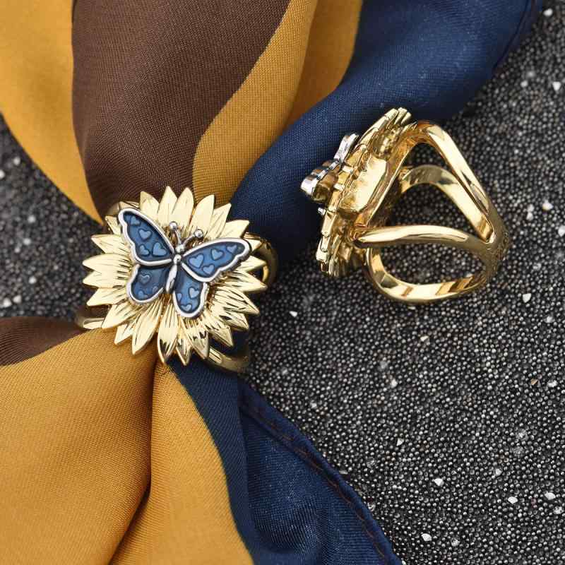 スカーフリング ブローチ 多機能 2WAY 蝶々モチーフ 高級感 高品質 パール ゴールドカラー 亜鉛合金製 ..