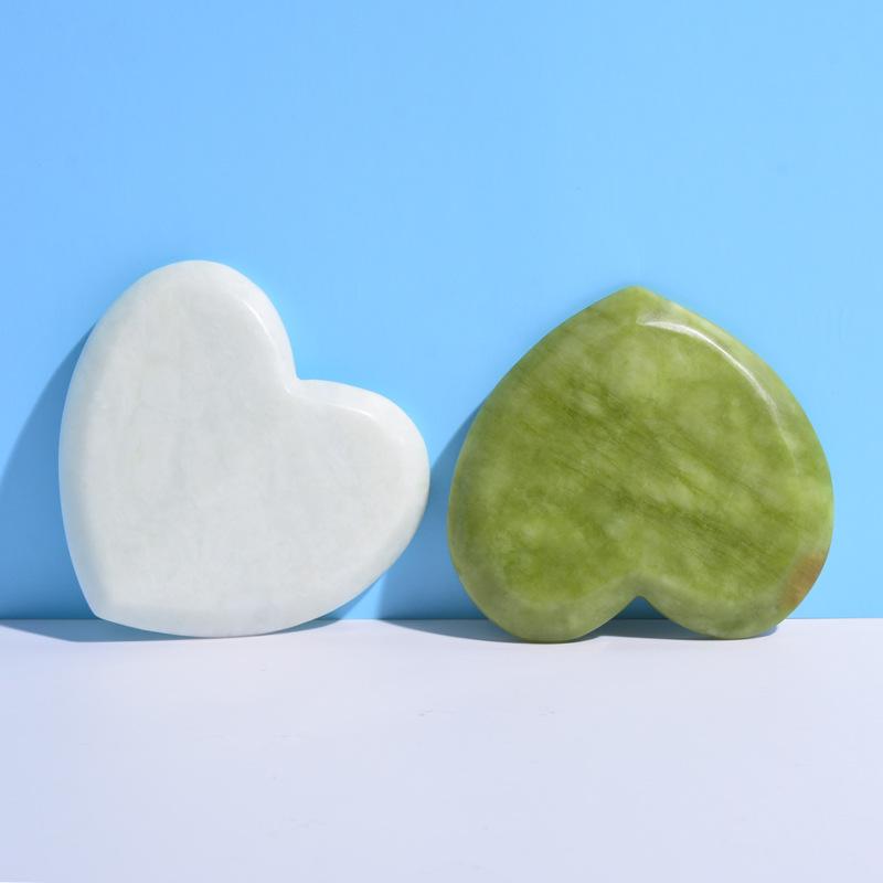 かっさプレート かっさ板 ハート型 岫岩玉 天然石 高級感 顔用マッサージ フェイシャル 美容 むくみケ..