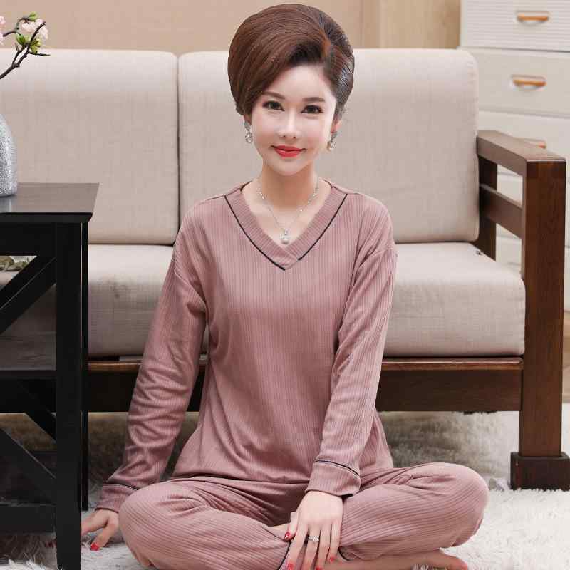 パジャマ レディース 快適 通気性 綿100% リブ編み プルオーバー 長袖 長ズボン ゆったり 大きいサイズ ミセス ママ 春秋 秋冬 ルームウェア 部屋着