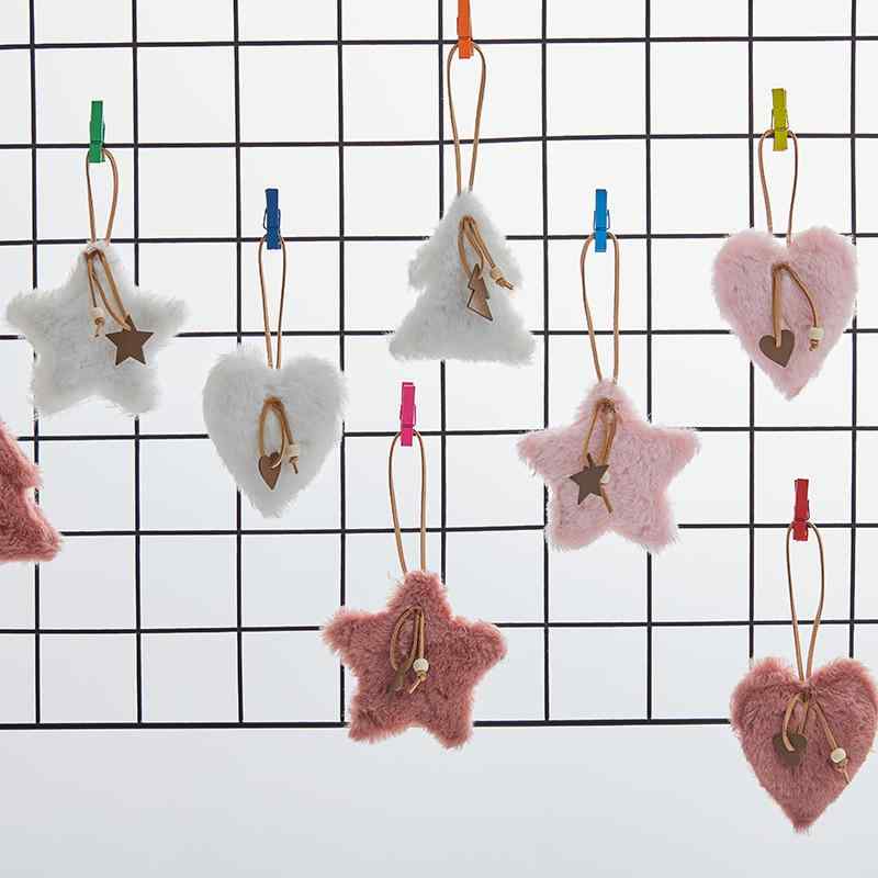 クリスマス飾り 布製 ハンドメイド 10センチ かわいい おしゃれ ホワイト ピンク クリスマスツリー スター ハート オーナメント 吊り下げ デコレーション インテリア雑貨