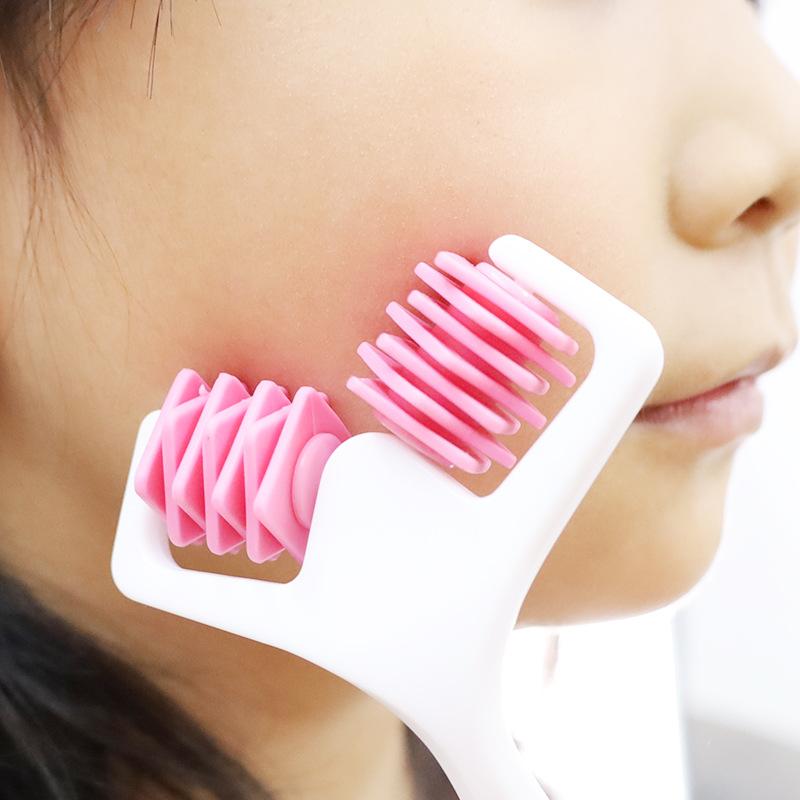 美顔ローラー ダブルローラー 手動式 頬 フェイスライン 顎のライン 小顔ケア リフトアップ Vライン引..