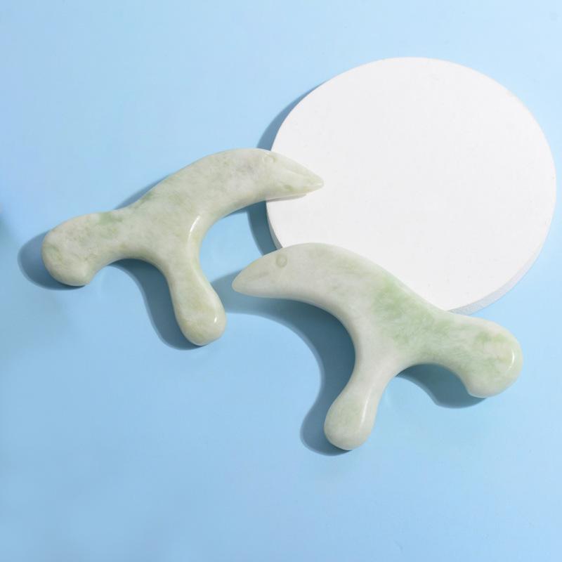 マッサージ器 足裏 ツボ押し棒 指圧棒 三つ叉 岫玉 翡翠 天然石 自宅エステ 美容ツール 全身ケア リフ..