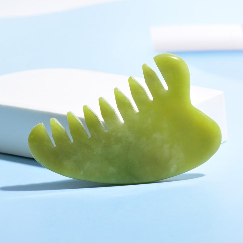 かっさ マッサージコーム 緑鳳玉 ハート型 頭部 経絡マッサージ 頭皮ケア 血行促進 リラックス効果 翡..