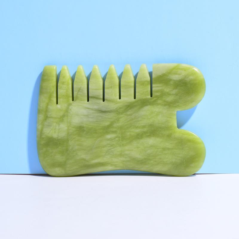 櫛 カッサ 緑鳳玉 頭皮マッサージ ヘッドスパ 経絡ケア コーム ツボ押し 髪質改善 血行促進 リフレッシ..