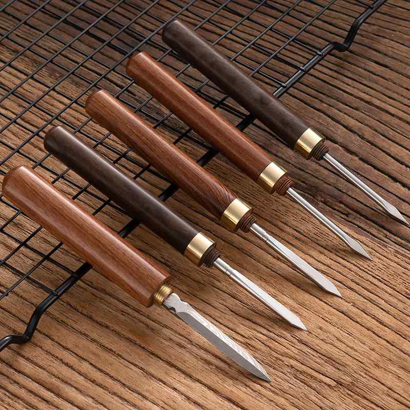 茶道具 プーアル茶刀 茶針 天然木製 花梨木 黒檀木 無垢材 茶餅 茶葉ほぐし 専用ツール ダマスカス鋼 ..