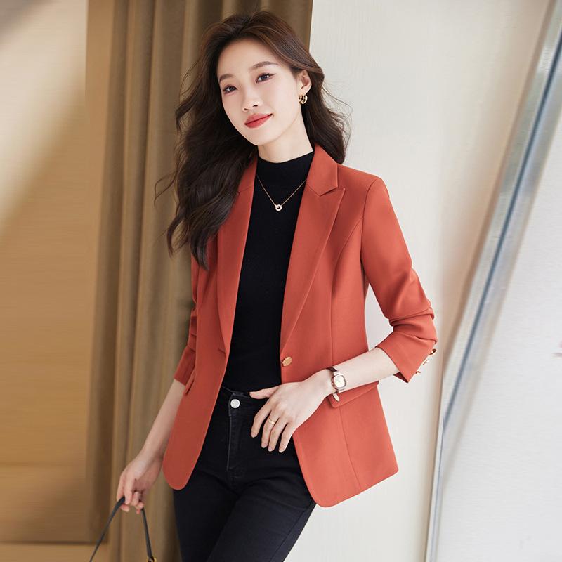 Skirt Suits - テーラードジャケット レディース 低身長向け 通勤 オフィス きれいめ 上品 おしゃれ カジュアル 春秋 オフホワイト 長袖 ポリエステル