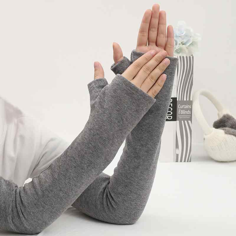 Arm Warmers - アームウォーマー レディース メンズ ユニセックス 秋冬 厚手 防寒 保温 冷房対策 ロング丈 腕カバー 指穴あり 指なし 再生繊維 フリーサイズ オフィス 部屋着