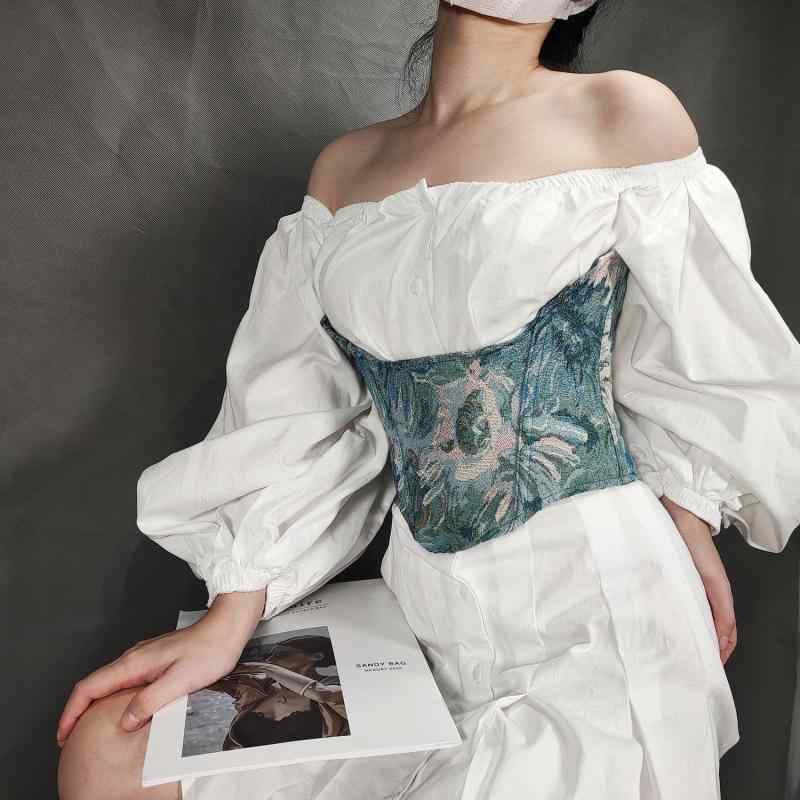 コルセット レディース ウエストシェイプ お腹引き締め スタイルアップ ボディメイク ショート丈 色織..