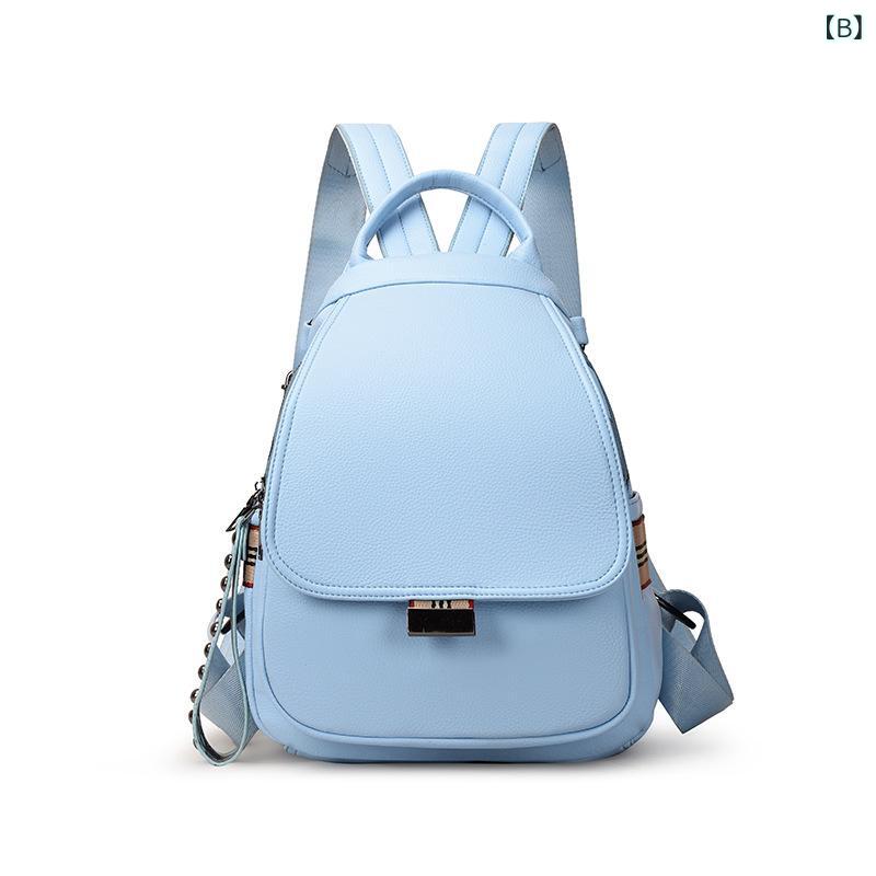 リュック レディース フラップ 多機能 2WAY 手提げ 旅行 通勤 通学 シンプル おしゃれ トレンド PUレザー 合皮 ミディアム A4対応 カーキ ブルー ブラック