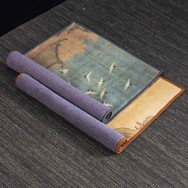 茶巾 吸水性 速乾性 ベルベット調 厚手 布製 中国風 中華風 モダン シンプル 茶器拭き お茶席 道具 お手入れ 養壺布 テーブルマット ランチョンマット