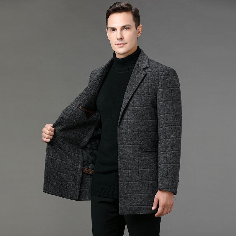 コート メンズ 秋冬 高級感 ダブルフェイス ウール カシミヤ混 厚手 防寒 テーラードカラー チェック柄 きれいめ ビジネス 通勤 デイリ..