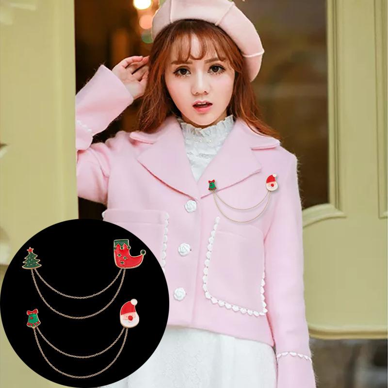 ブローチ 男女兼用 クリスマス サンタクロース ベル モチーフ スーツ ラペルピン ピンブローチ アクセサリー 合金製 滴油加工 イベント パーティー ファッション小物 ギフト