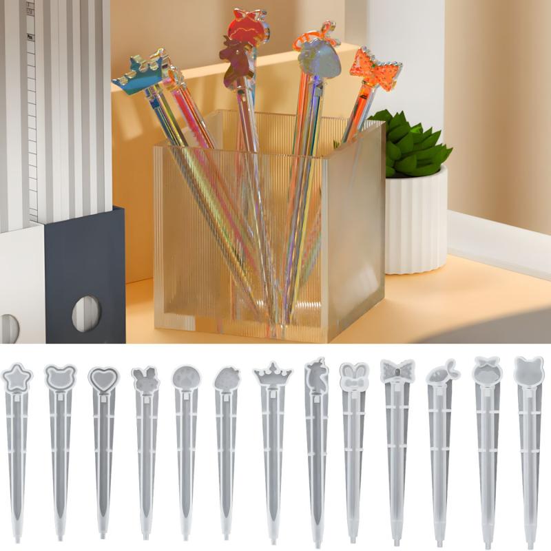 シリコンモールド ボールペン DIY レジンクラフト用 王冠 星 うさぎ クマ ハート 猫の爪 ユニコーン リ..