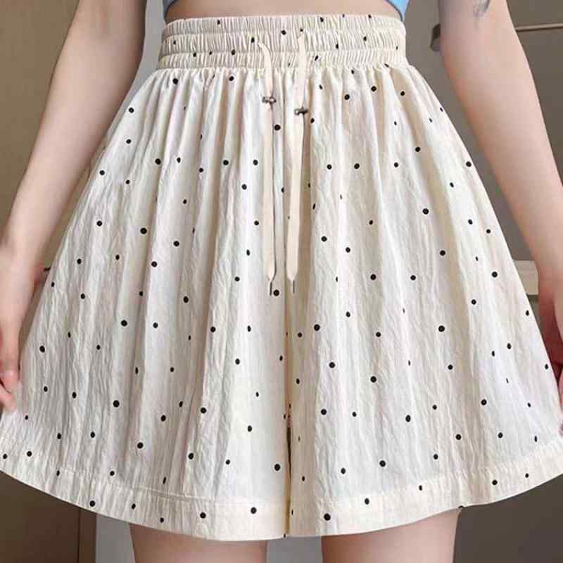 ショートパンツ 妊婦 レディース 夏 薄手 接触冷感 シフォン ドット柄 運動 カジュアル ゆったり 5分丈 アジャスター 楽ちん ウエスト調整 部屋着 ルームウェア アウトドア 軽量