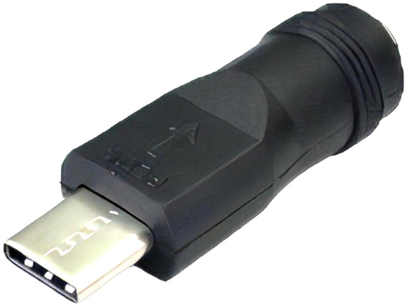 DC(外径5.5/内径2.5mm)(メス)→USB Type-C(オス)変換 電源供給アダプタ
