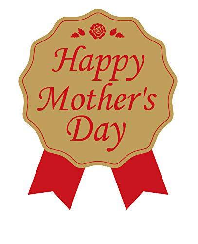 母の日シール（100枚入）（リボン型・赤）【k-036】「Happy Mother's Day」スタンダードなリボンタイプ。光沢のあるゴールドとレッドが綺麗なシールです。母の日ギフトシール100枚入り1シート10枚×10シート入りサイズ：直径5.1×4センチ