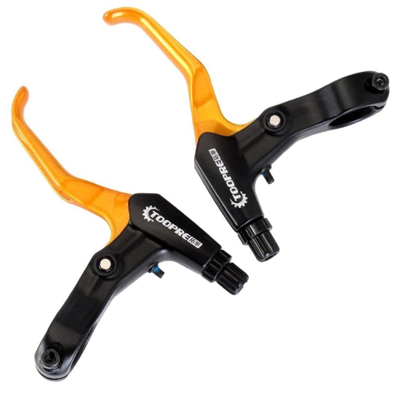 Harilla 2ピース自転車ブレーキレバー左右キット22.3mmハンドルバー用自転車ブレーキキャリパーブレーキレバーコンポーネント固定ギア取り付けが簡単、表面サンドブラストプロセス、柔軟な制御、十分なリバウンド、優れた手触り。軽量の3本指ブレーキレバーは、バイクに過度の負担をかけず、バイクのバランス性能を維持します。マウンテンバイク、ロードバイク、キッズバイク、固定ギアバイク、MTBなどのほとんどの自転車に適しています。アルミニウム合金製で、非常に硬くて厚く、衝突に強く、変形しにくいです。直径22.3mmのハンドルバー用ユニバーサル